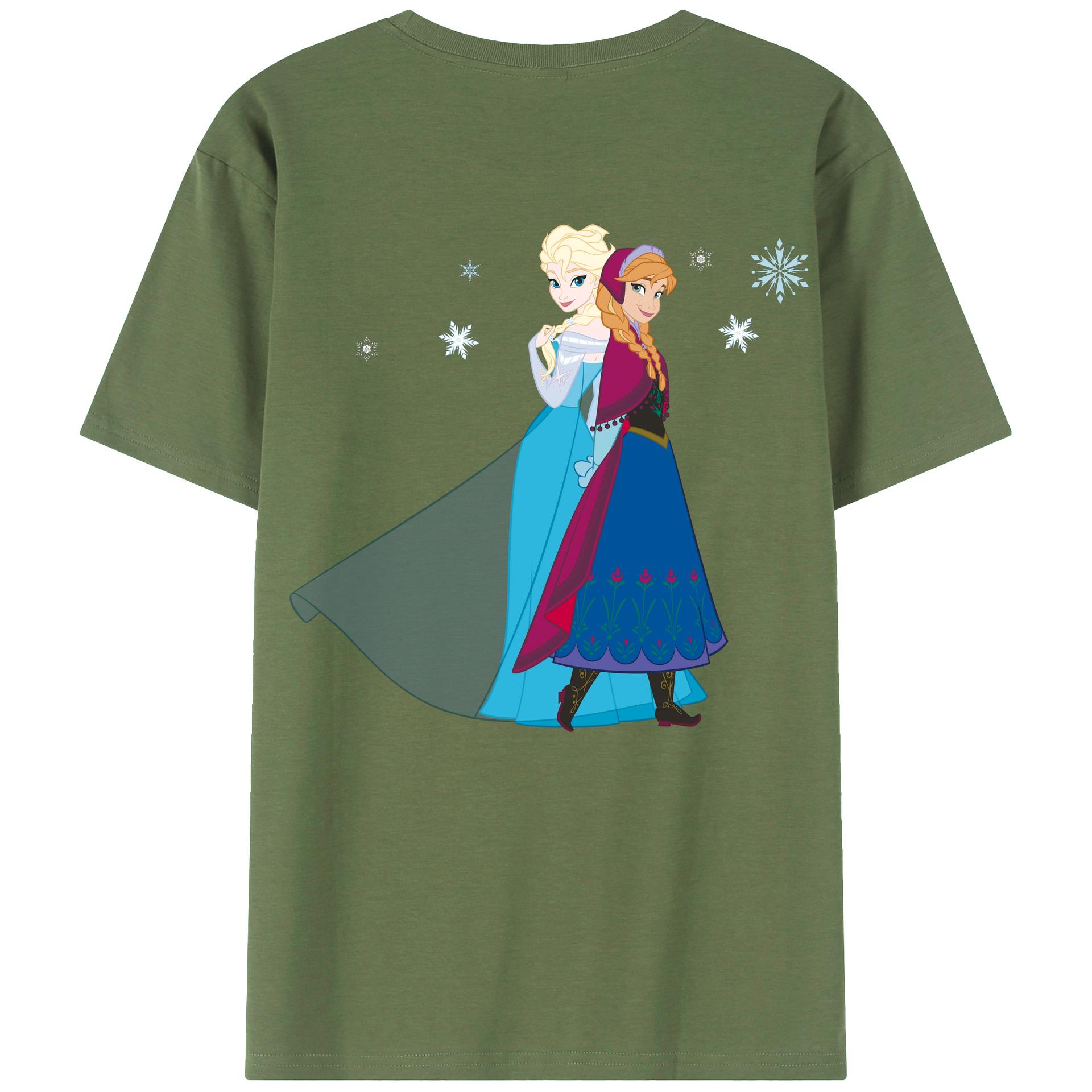 （画像用） アナと雪の女王 アンナ エルサ Frozen Anna Elsa 綿100％ メンズ半袖Tシャツ（バックプリント） 通気性